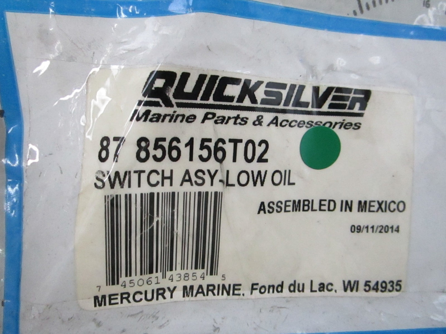 NEW OEM 87-856156T02 Mercury Quicksilver Low Oil Switch Assembly 0810
