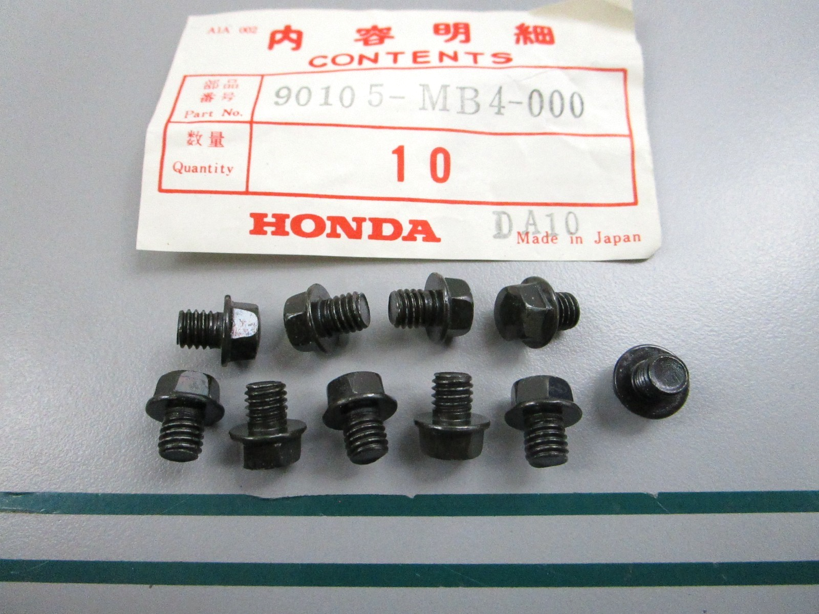 NEW OEM (LOT OF 10) 90105-MB4-000 Honda Bolt 0810