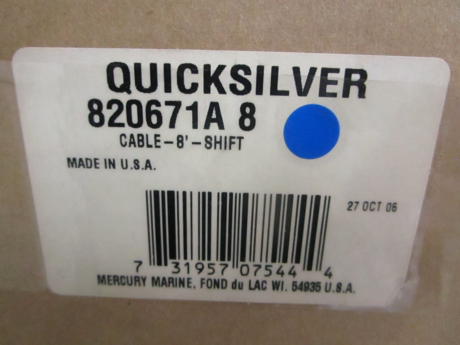 *NEW OEM* 0820 Mercury Quicksilver 8' Shift Cable 820671A8