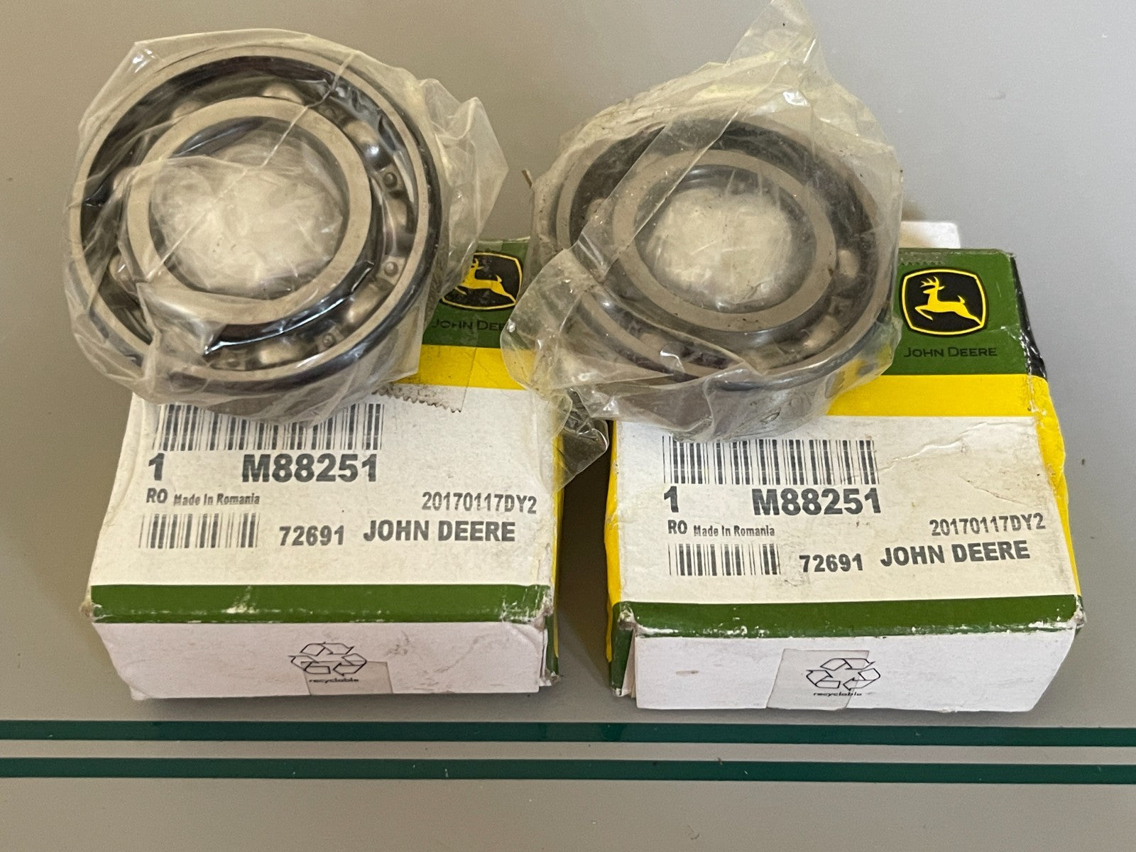 John Deere M88251 NEW OEM Spindle Ball Bearing 25x52x15mm (LOT OF 2) 0720
