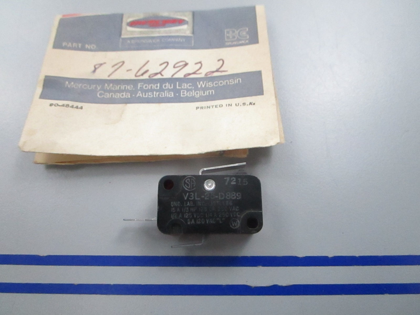 NEW OEM 87-62922 Mercury Quicksilver Shift Switch 0810