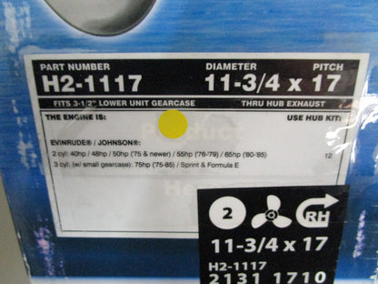 *NEW* 0820 Turning Point 40, 48, 50, 55, 65, 75HP 11¾ × 17 Propeller H2-1117