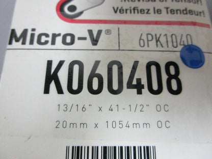 NEW K060408 Gates Micro-V 13/16" x 41 ½" Serpentine Belt 0720