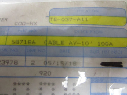 *NEW OEM* 0810 OMC Johnson Evinrude 10' 10GA Cable Assembly 587186 0587186