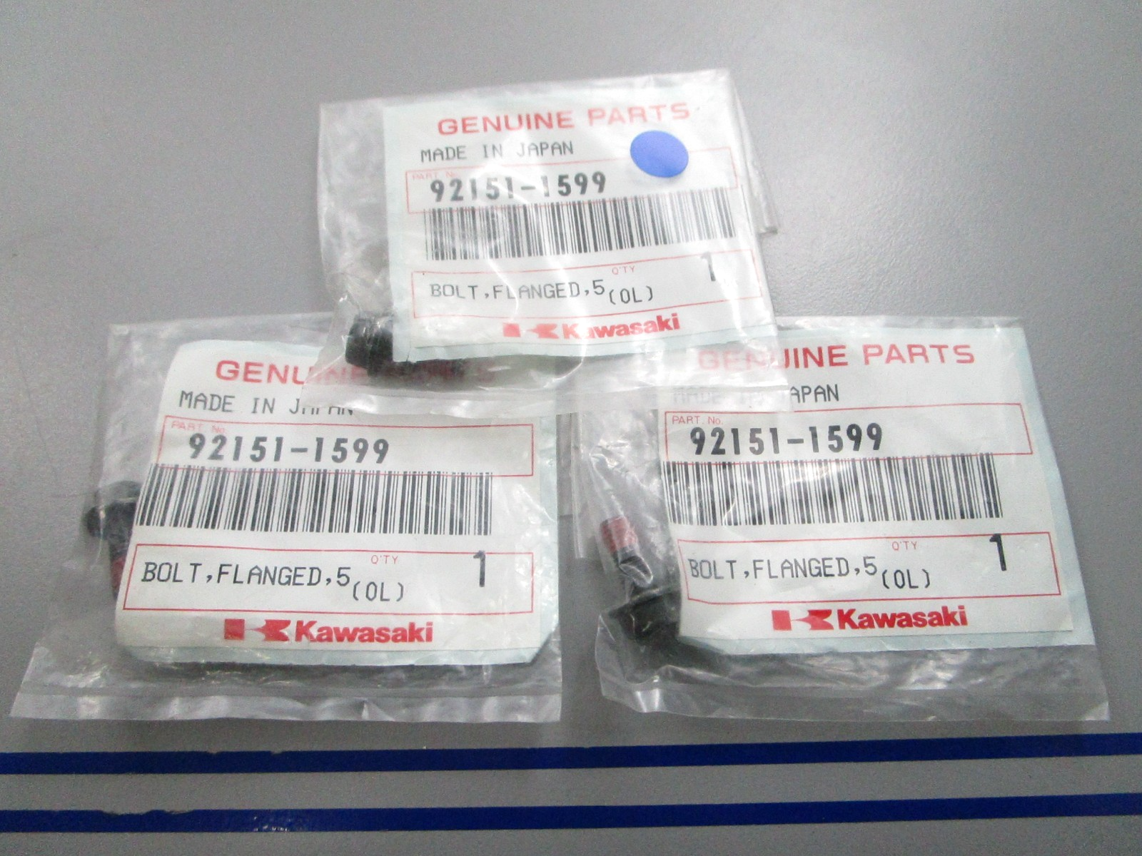 NEW OEM (LOT OF 3) Kawasaki 92151-1599 Flanged Bolt 0810