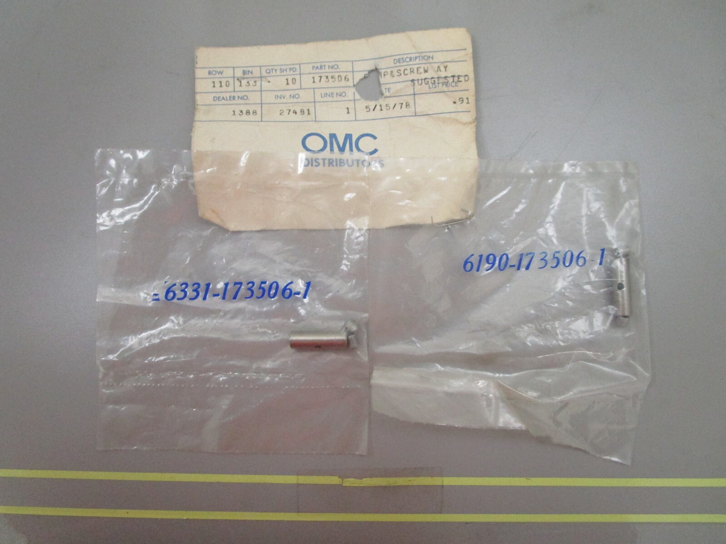 *NEW OEM* (LOT OF 2) 0810 OMC Johnson Evinrude Cable Screws & Clamp Kit 173506