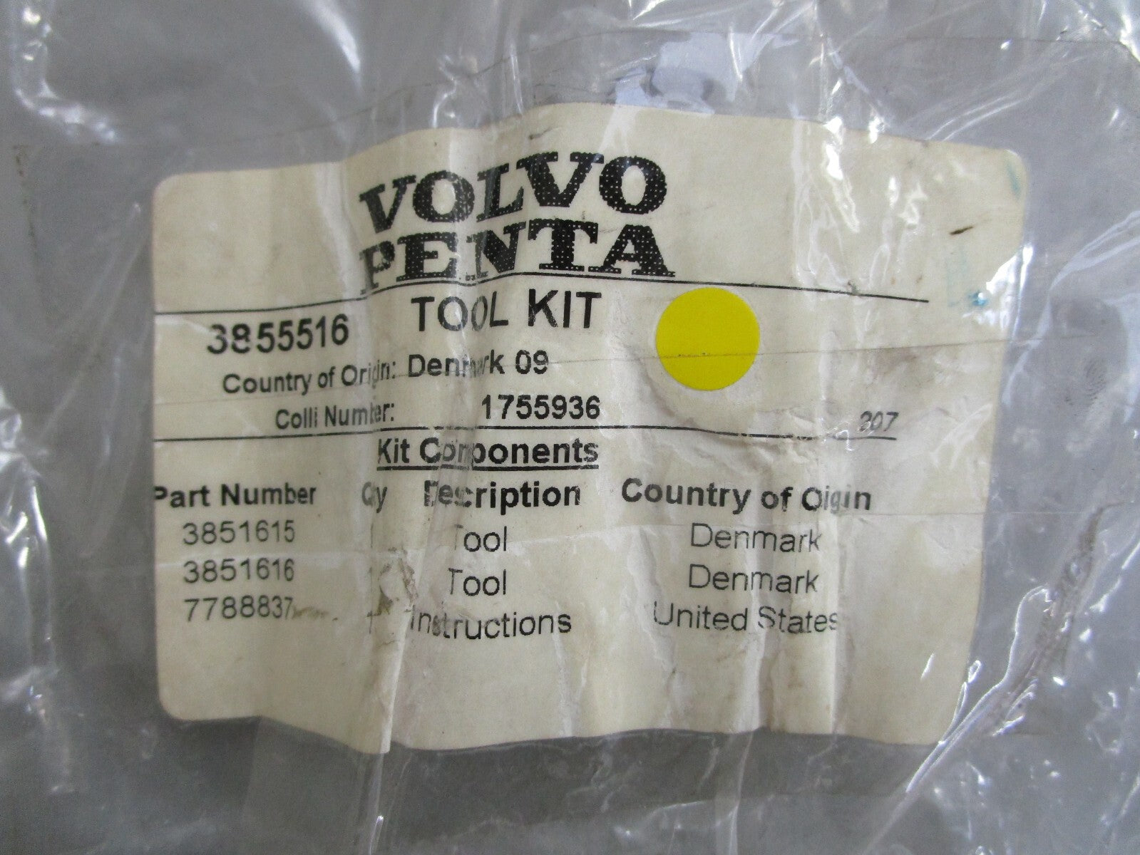 *NEW OEM* 0820 Volvo Penta Tool Kit 3855516