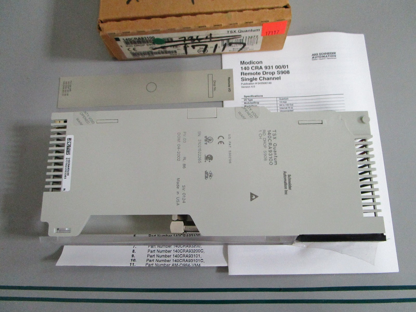 Schneider Modicon 140CRA93100 Quantum RIO Drop Adaptor Module 1CH NEW OEM 0820
