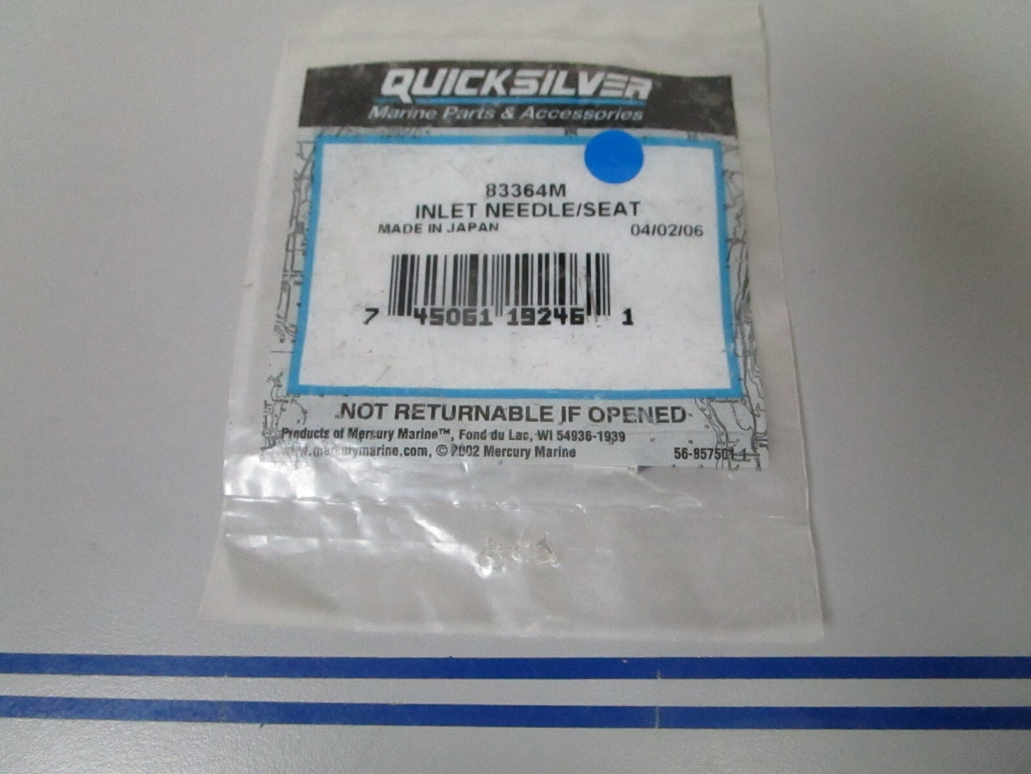 *NEW OEM* 0810 Mercury Quicksilver Inlet Needle/Seat 83364M