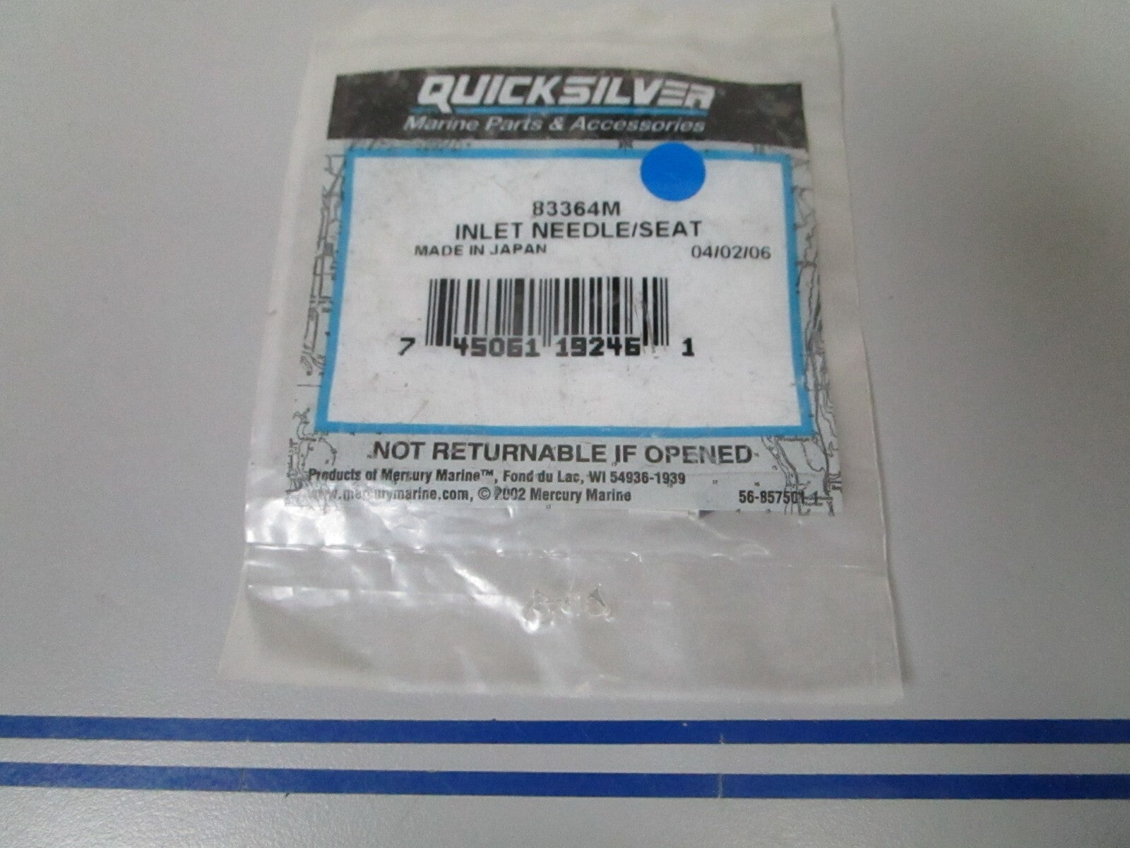*NEW OEM* 0810 Mercury Quicksilver Inlet Needle/Seat 83364M