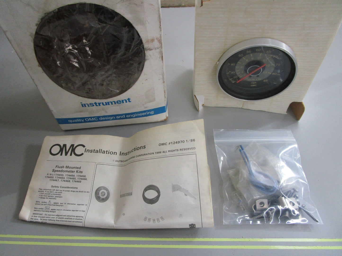 *NEW OEM* 0820 OMC Johnson Evinrude Flush Mounted Speedometer Kit 174459 0174459