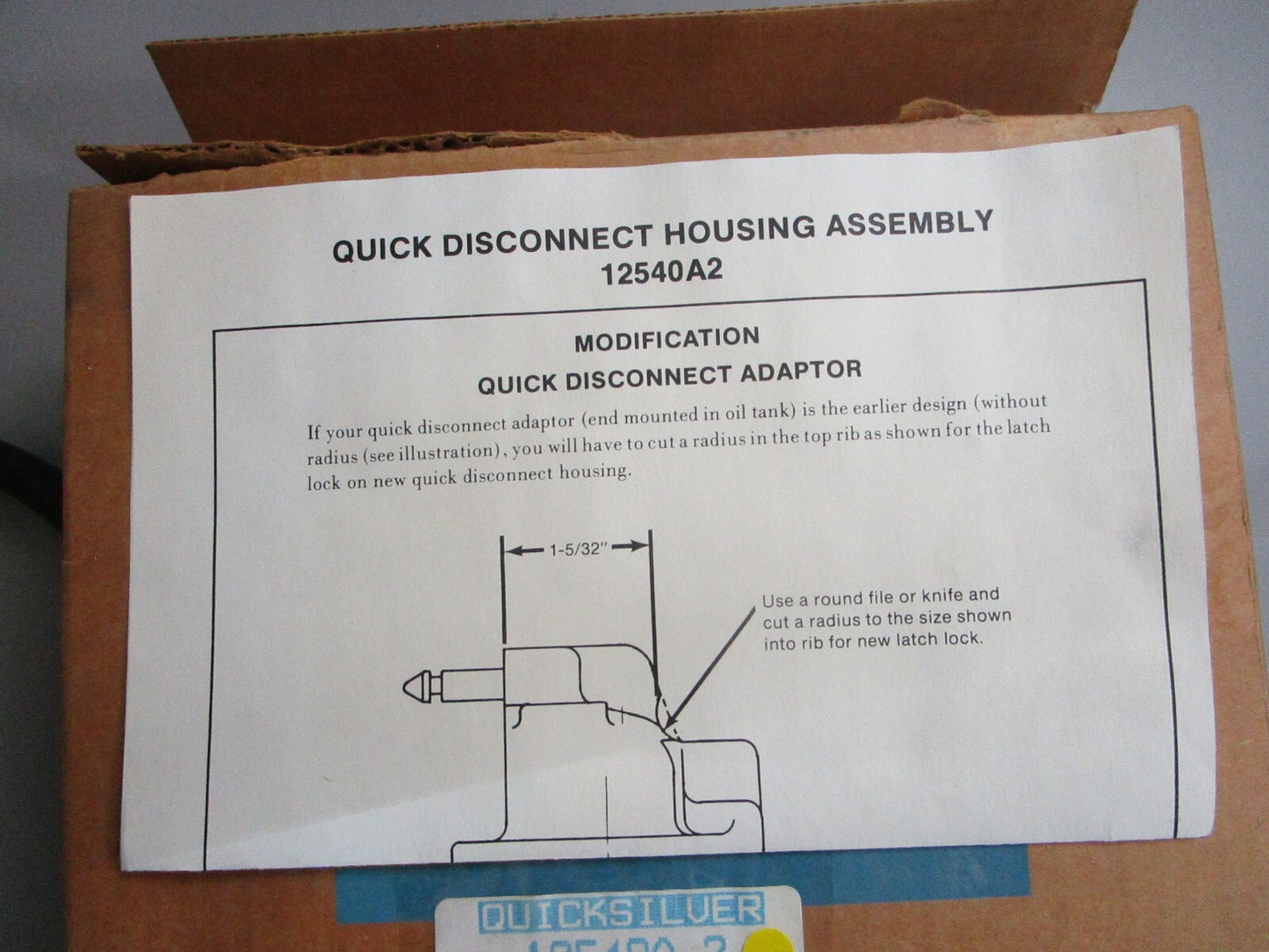 *NEW OEM* 0820 Mercury Quicksilver Quick Disconnect Housing Ay 12540A2