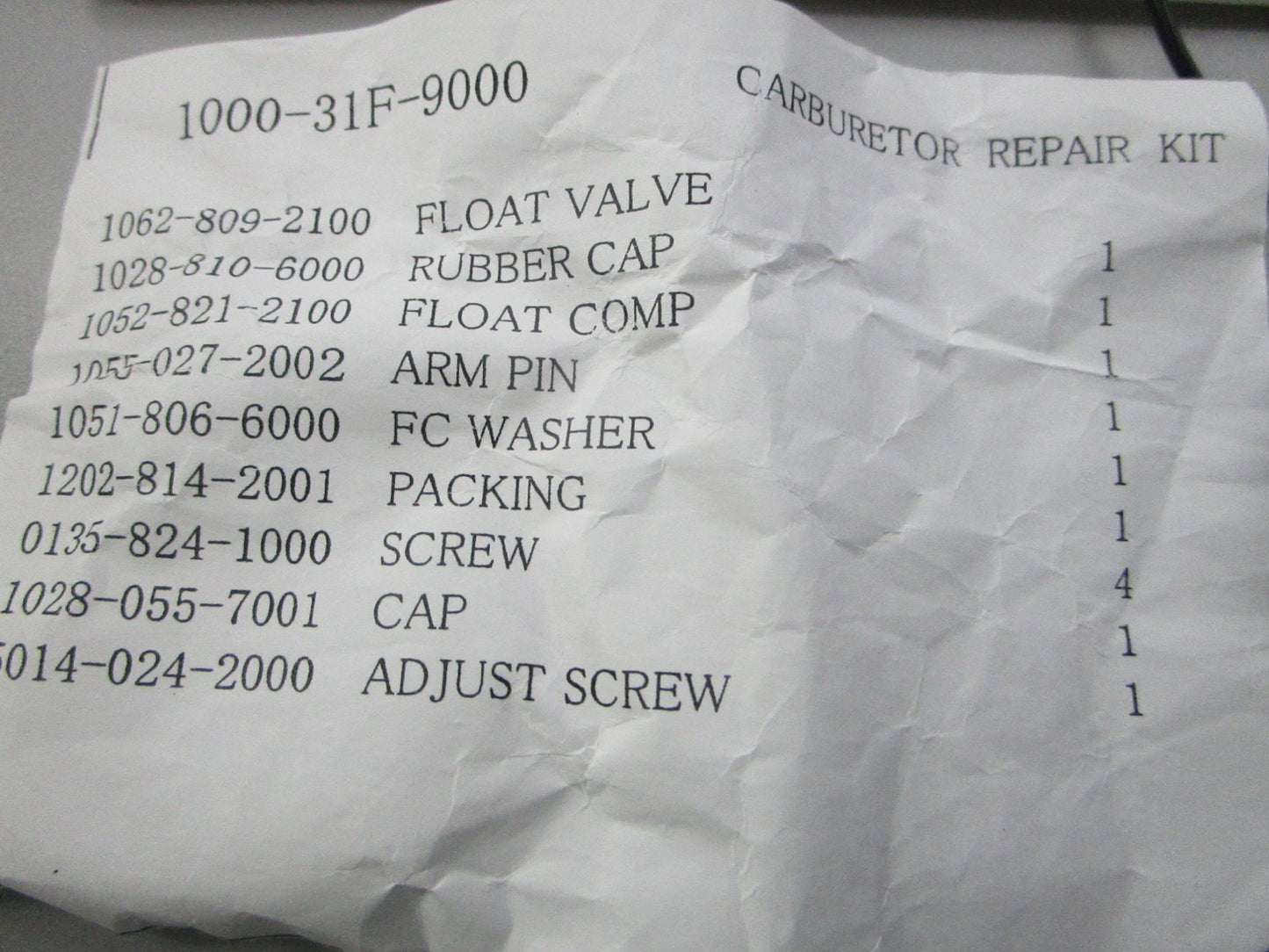 NEW 18-7765 Replaces: 359087122-1 6G1-W0093-00-00 18-7765 Carburetor Kit 0810