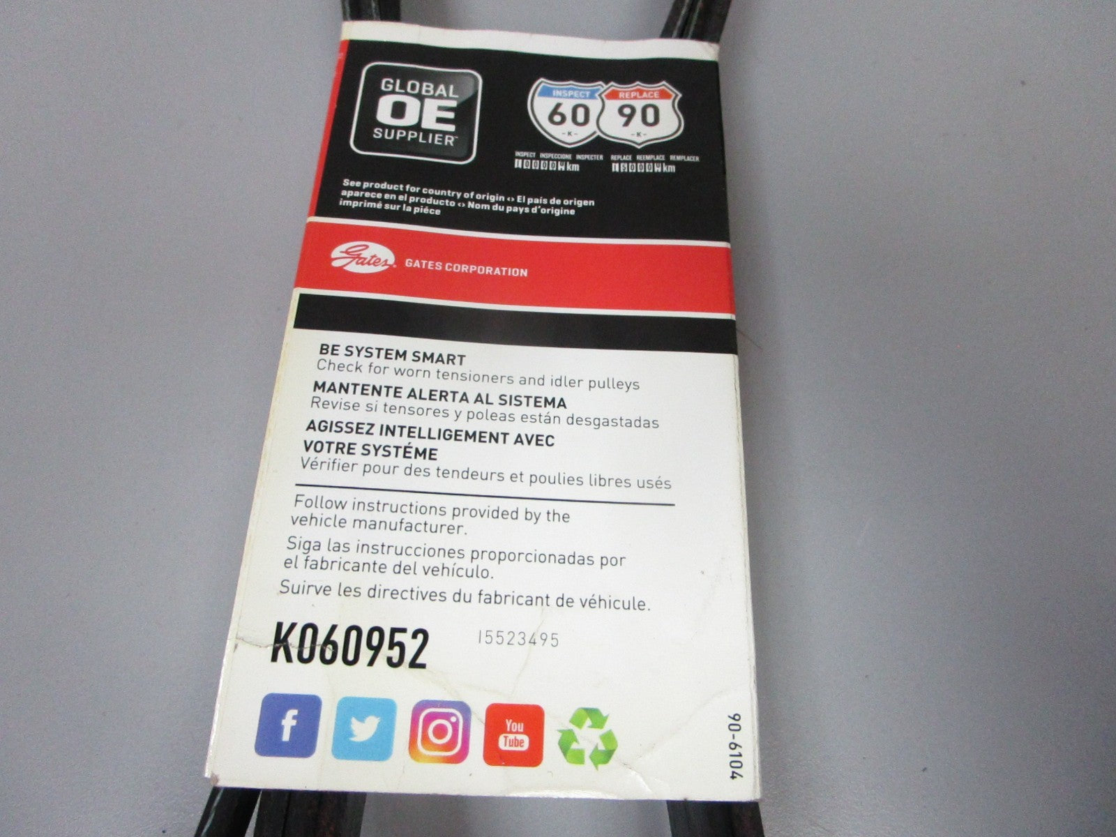 NEW K060952 Gates Micro-V 13/16" x 95 ¾" Serpentine Belt 0720