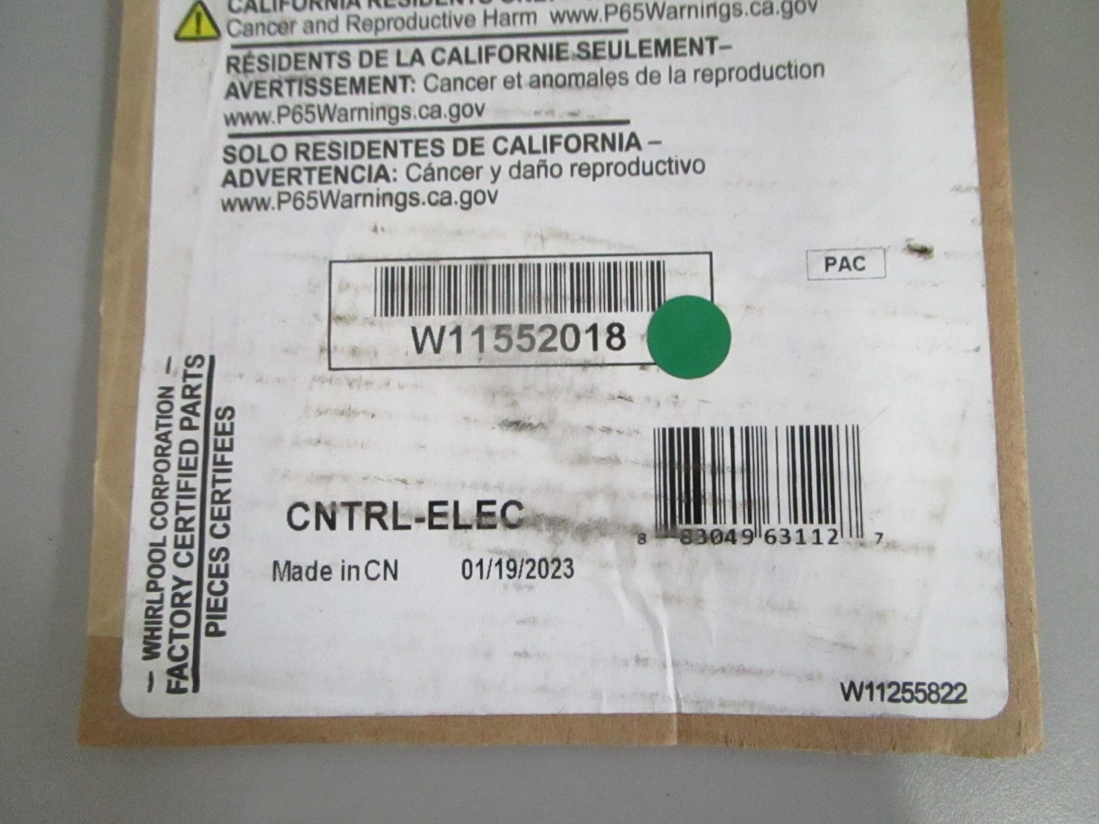 Whirlpool NEW OEM Microwave Electronic Control Board W11552018 NOS Genuine 0820