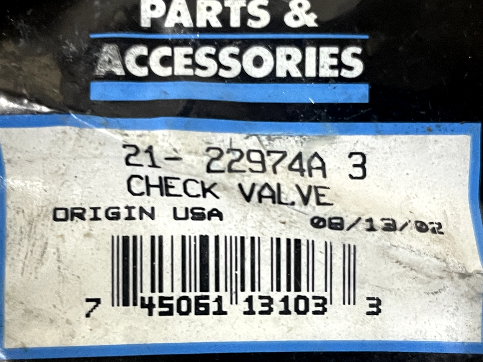 *NEW OEM* 0670 Mercury Quicksilver Check Valve 21-22974A3 21 22974A3