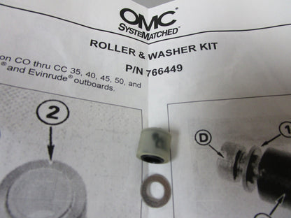 *NEW OEM* 0810 OMC Johnson Evinrude Roller & Washer Kit 766449 0766449