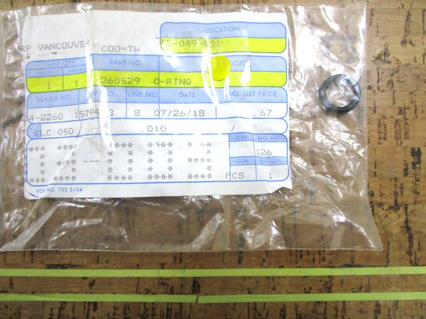 *NEW OEM* 0750 OMC Johnson Evinrude O-RING 360529 0360529