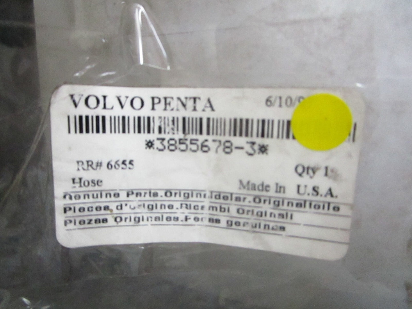 *NEW OEM* 0820 Volvo Penta Hose 3855678