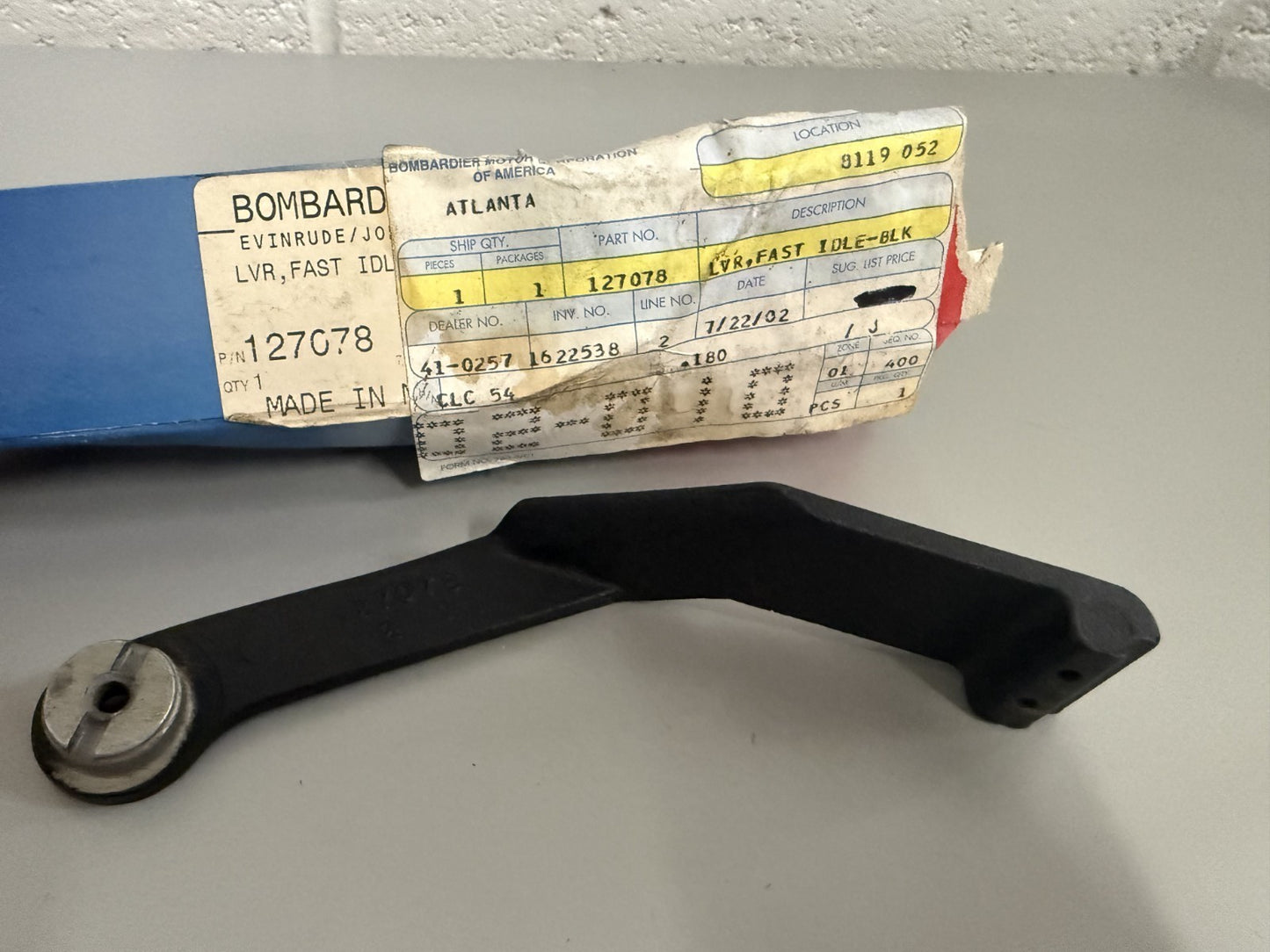 NEW OEM 127078 0127078 OMC Johnson Evinrude Fast Idler Lever 0820