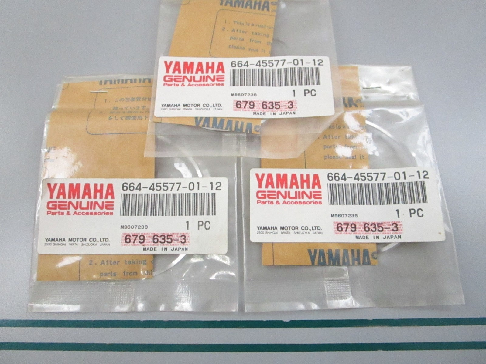 NEW OEM (LOT OF 3) 664-45577-01-12 Yamaha  Shim (T: 0.12mm) 0810