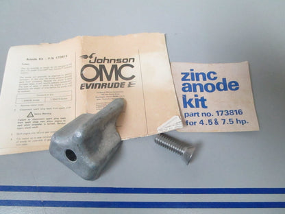 *NEW OEM* 0810 OMC Johnson Evinrude Zinc Anode Kit 173816 0173816