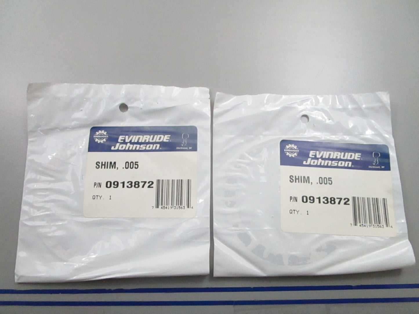 *NEW OEM* (LOT OF 2) 0810 OMC Johnson Evinrude .005 Shim 913872 0913872