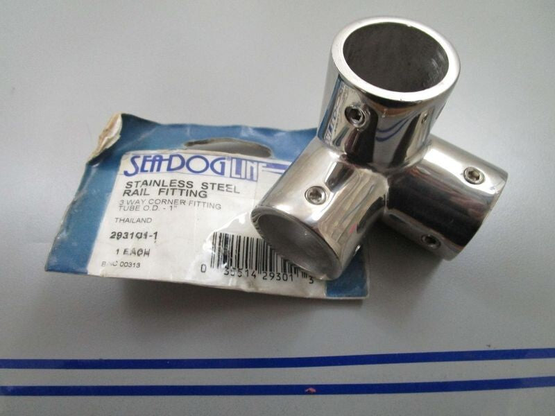 *NEW OEM* 0770 Sea Dog Line Stainless Steel Tail Fitting 3-Way Corner Tube 1 in