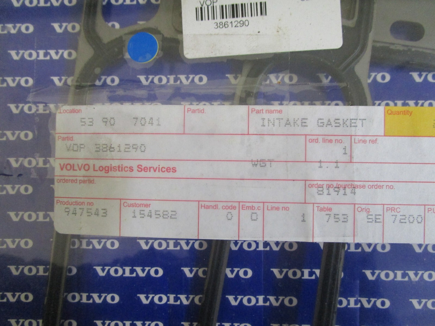 *NEW OEM* 0820 Volvo Penta Intake Gasket 3861290
