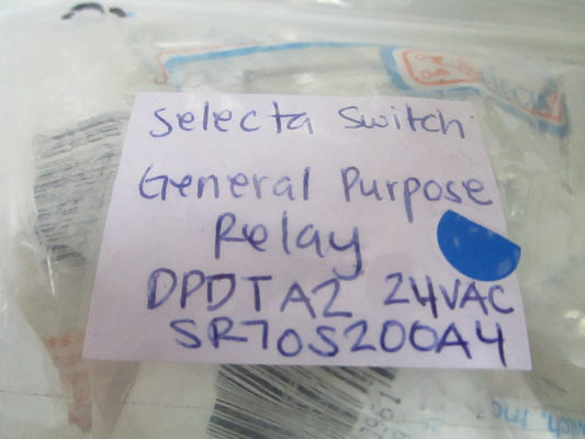 *NEW* 0810 Selecta Switch General Purpose Relay 24VAC Coil SR70S200A4