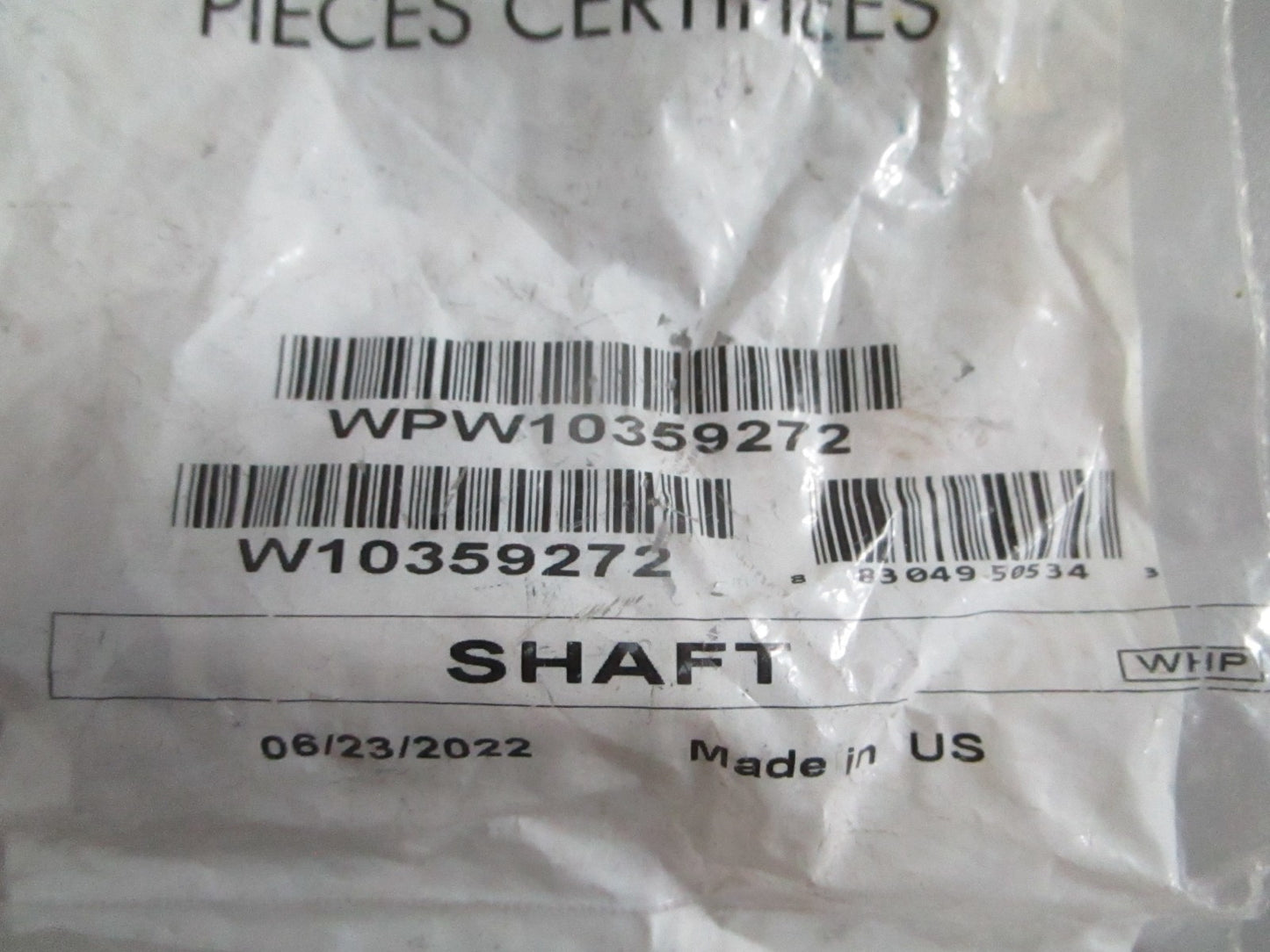 NEW OEM W10359272 WPW10359272 Whirlpool Shaft 0820