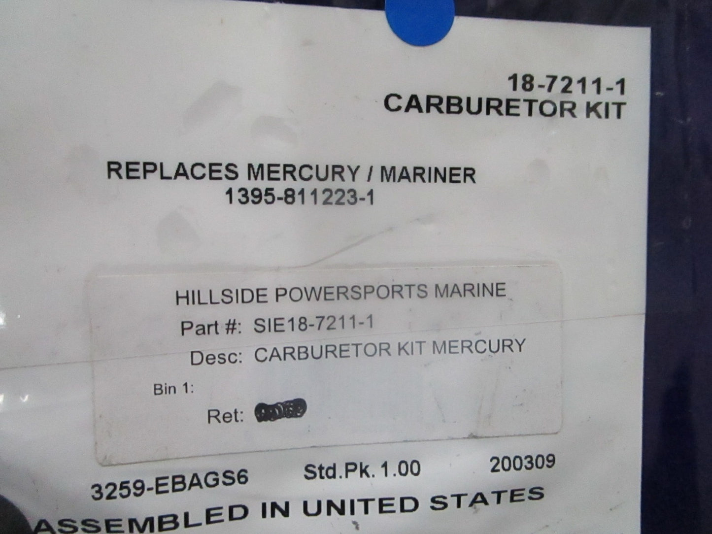 *NEW* 0810 Sierra Carburetor Kit 18-7211-1 Replaces: Mercury 1395-811223-1
