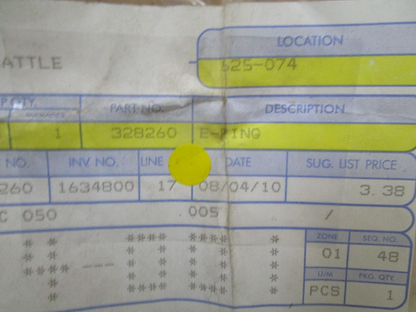 *NEW OEM* 0750 OMC Johnson Evinrude E-RING 328260 0328260