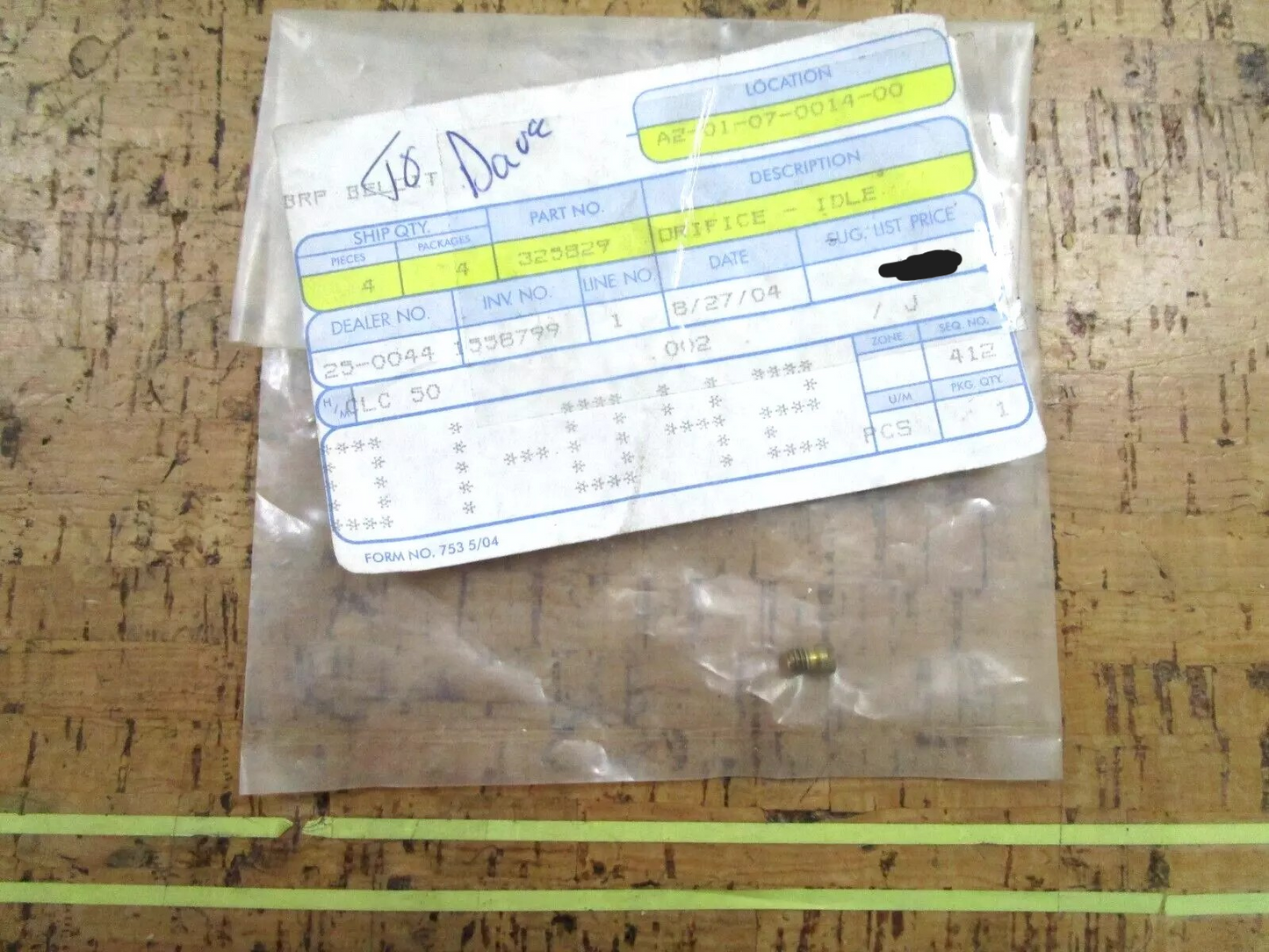 *NEW OEM* 0750 OMC Johnson Evinrude ORIFICE-IDLE 325829 0325829