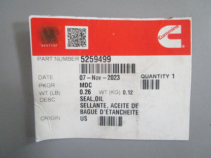 NEW OEM 5259499 Cummins Oil Seal 0820