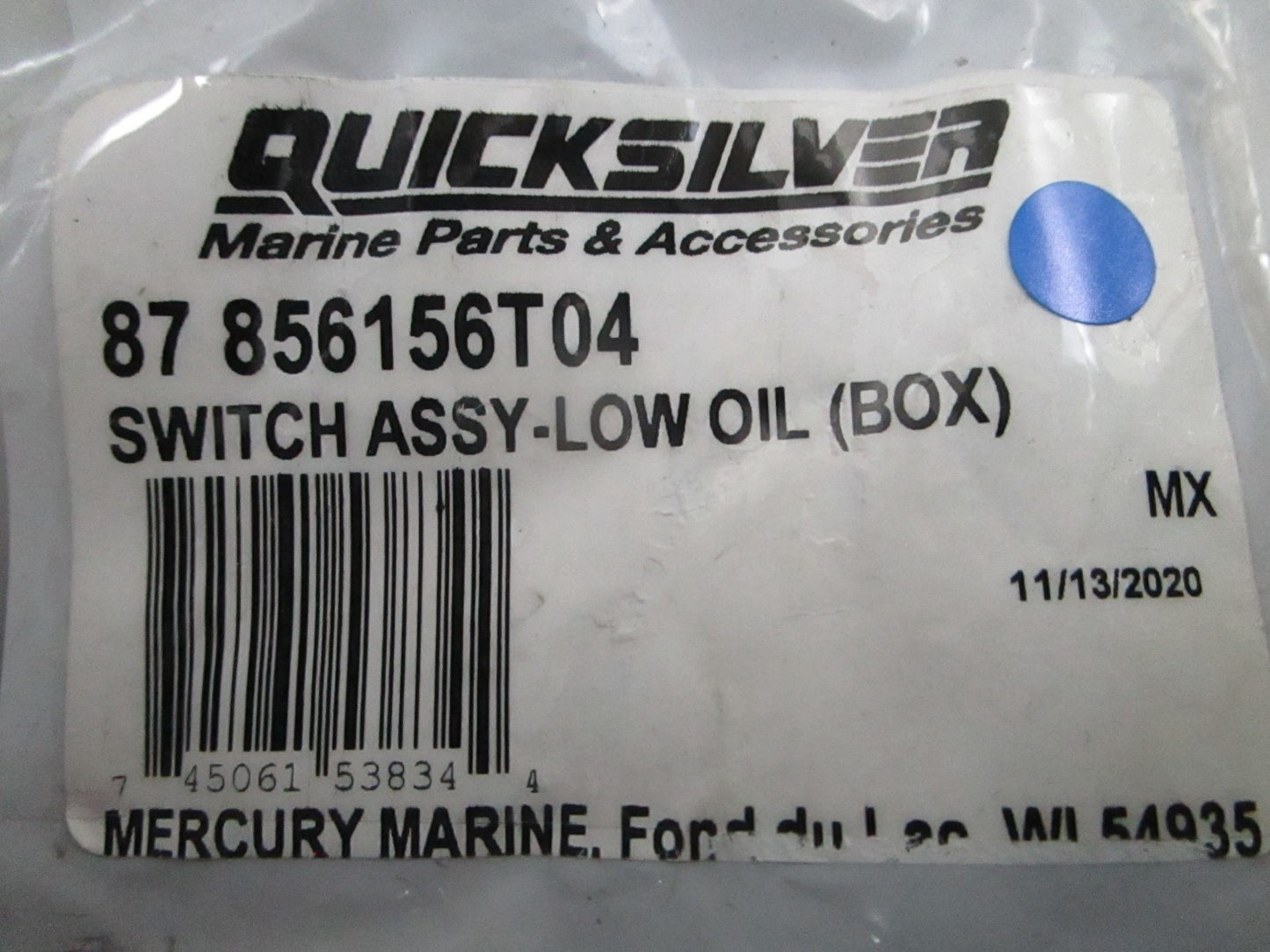 *NEW OEM* 0810 Mercury Quicksilver Low Oil Box Switch Assembly 87 856156T04