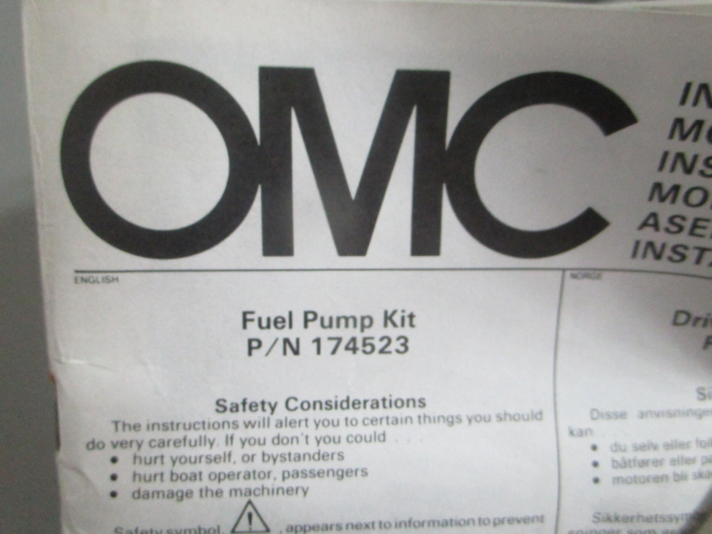 NEW OEM 174523 0174523 OMC Johnson Evinrude Fuel Pump Kit 0820