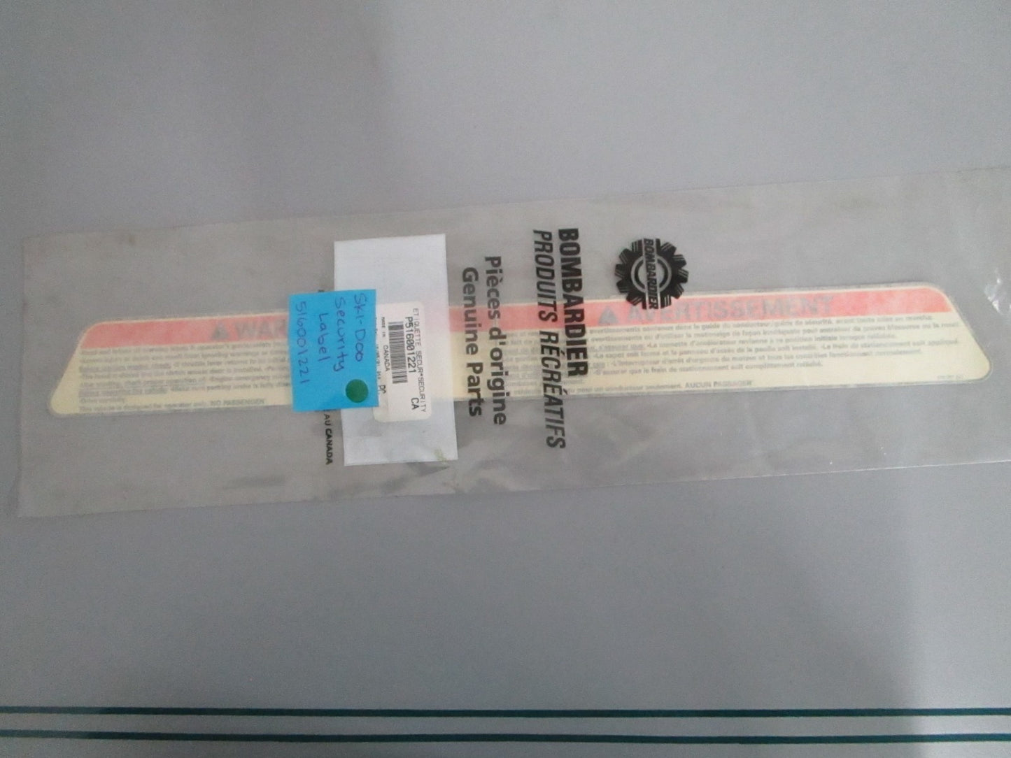 NEW OEM 516001221 Ski-Doo Security Label 0820