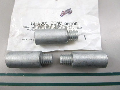 NEW (LOT OF 3) 18-6001 Replaces: Volvo 838929 Sierra Zinc Anode 0810