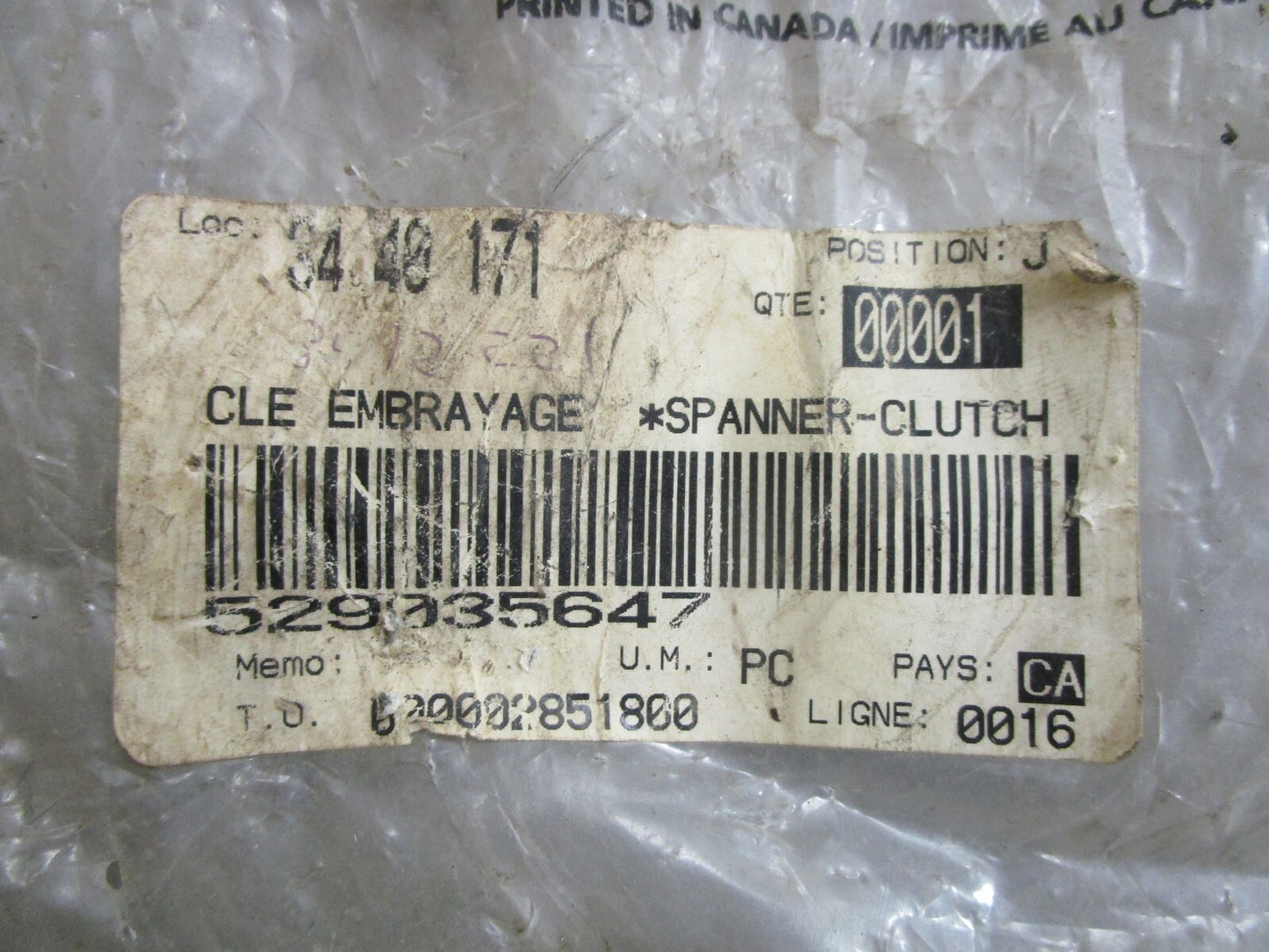 *NEW OEM* 0820 Bombardier Spanner Clutch 529035647