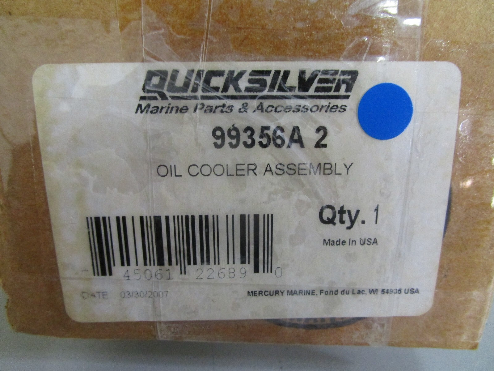 *NEW OEM* 0820 Mercury Quicksilver Oil Cooler Assy 99356A2