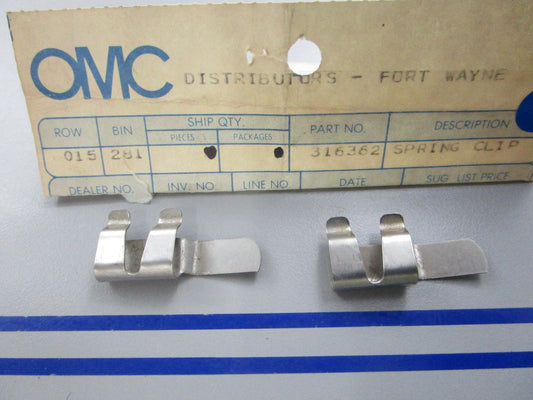 NEW OEM (LOT OF 2) 316362 0316362 OMC Johnson Evinrude Spring Clip 0810