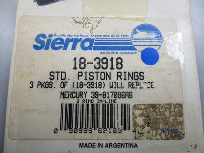 *NEW* 0810 Sierra Standard Piston Rings 18-3918 Replaces: 39-817096A6