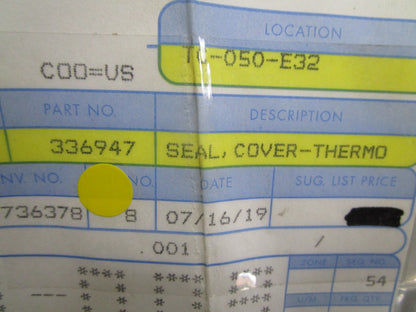 *NEW OEM* 0810 OMC Johnson Evinrude Thermostat Cover Seal 336947 0336947