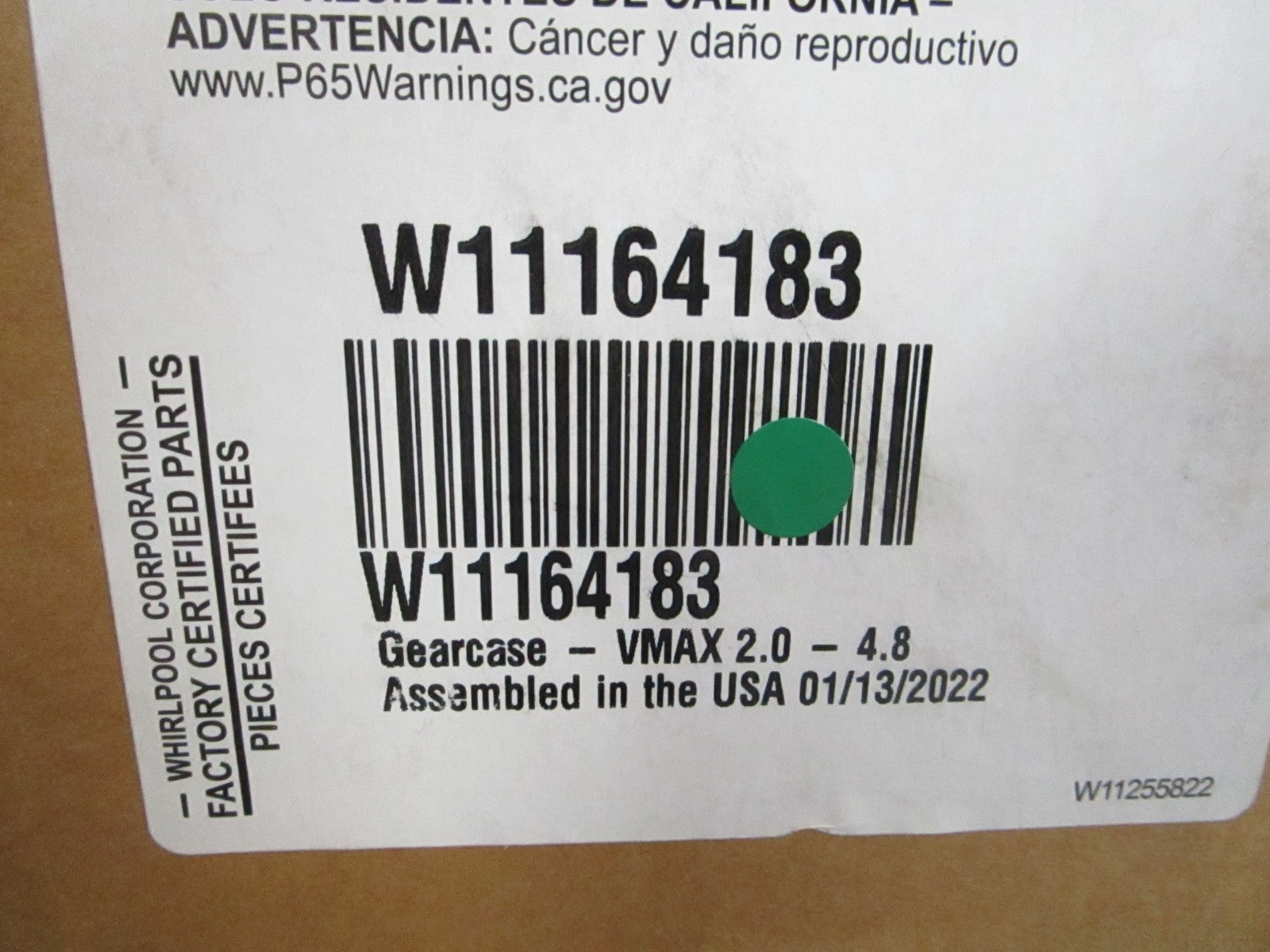 NEW OEM W11164183 Whirlpool Washer Transmission 0810