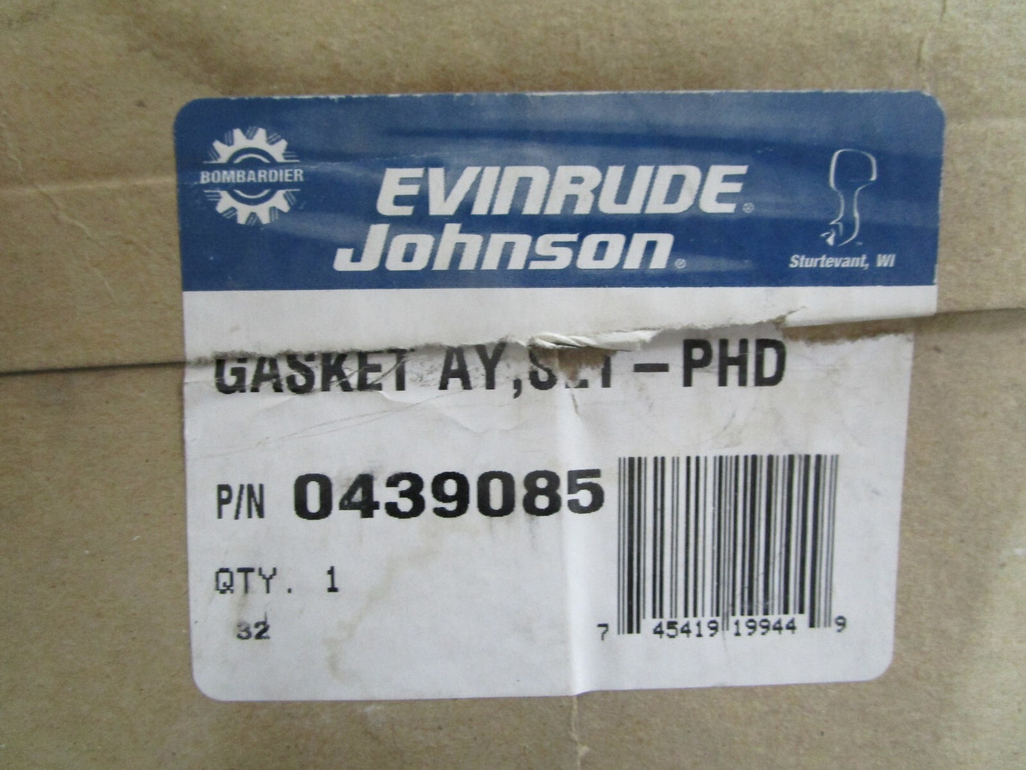 *NEW OEM* 0820 OMC Johnson Evinrude Powerhead Gasket Set 439085 0439085