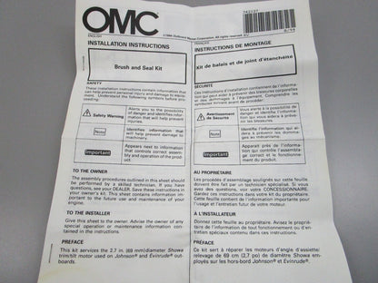 NEW OEM 585229 0585229 OMC Johnson Evinrude Brush & Seal Kit Assembly 0810