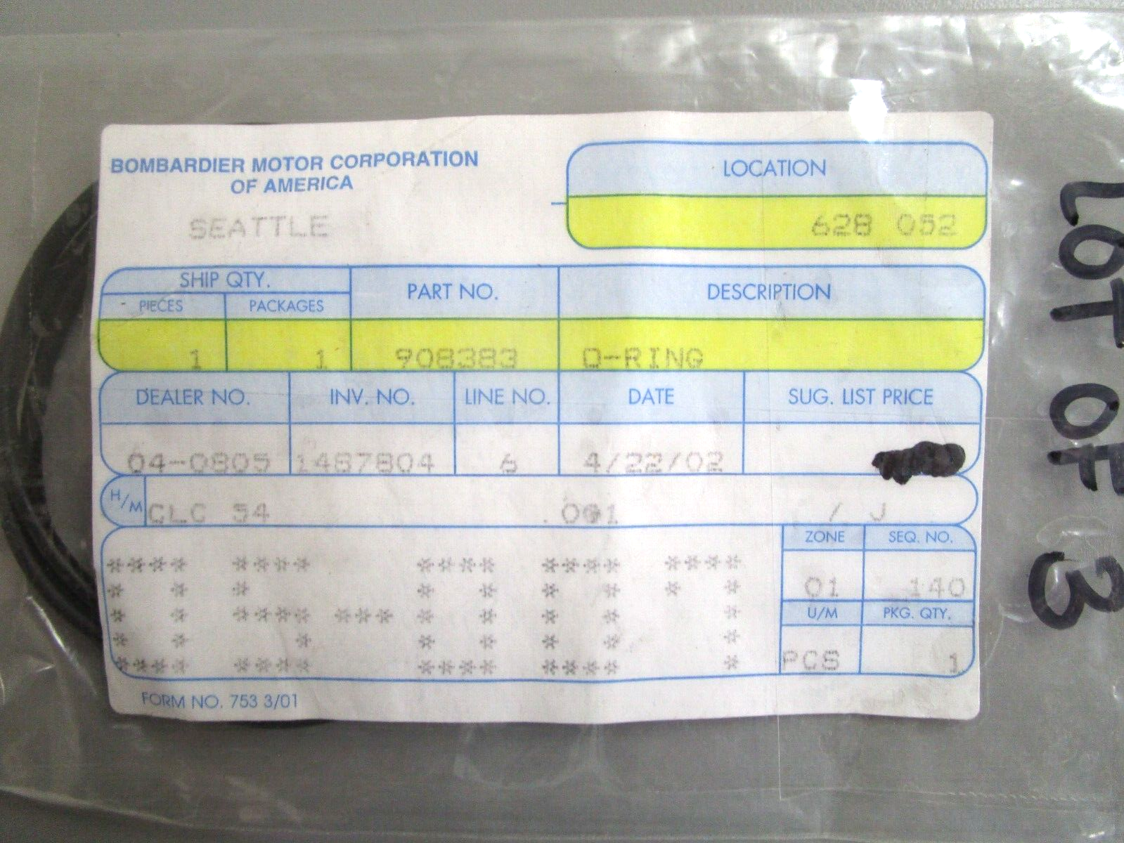 *NEW OEM* (LOT OF 3) 0750 OMC Johnson Evinrude O-RING 908383 0908383