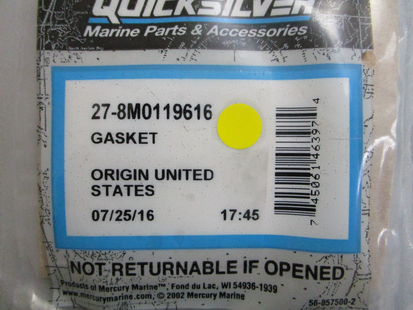 *NEW OEM* 0810 Mercury Quicksilver Gasket 27-8M0119616