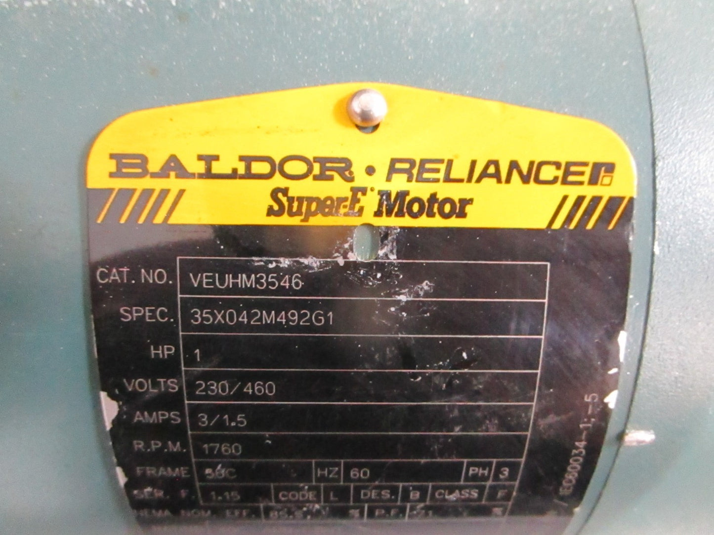 Baldor Super-E VEUHM3546 1HP 1760RPM 3PH 460V TEFC 56C Motor NOS NEW OEM 0820